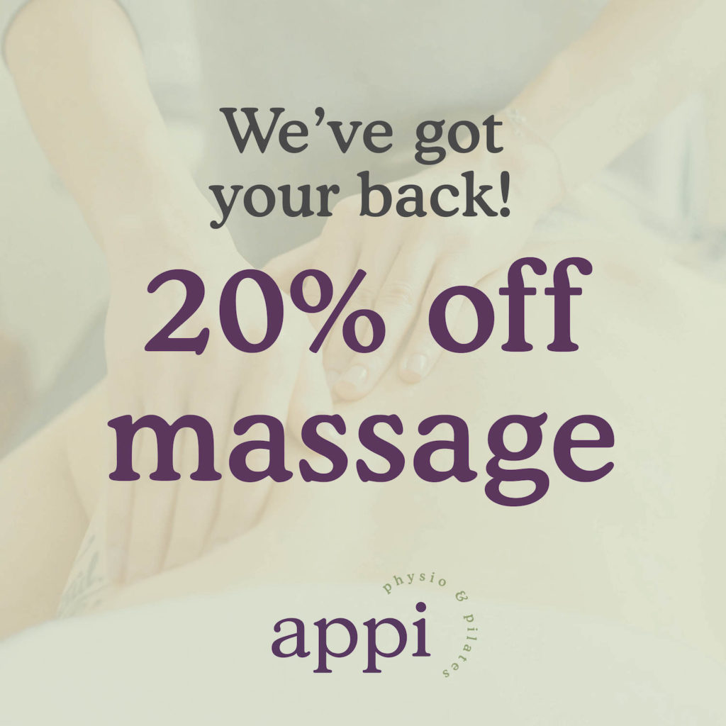 We've got your back! 20% off massage. APPI