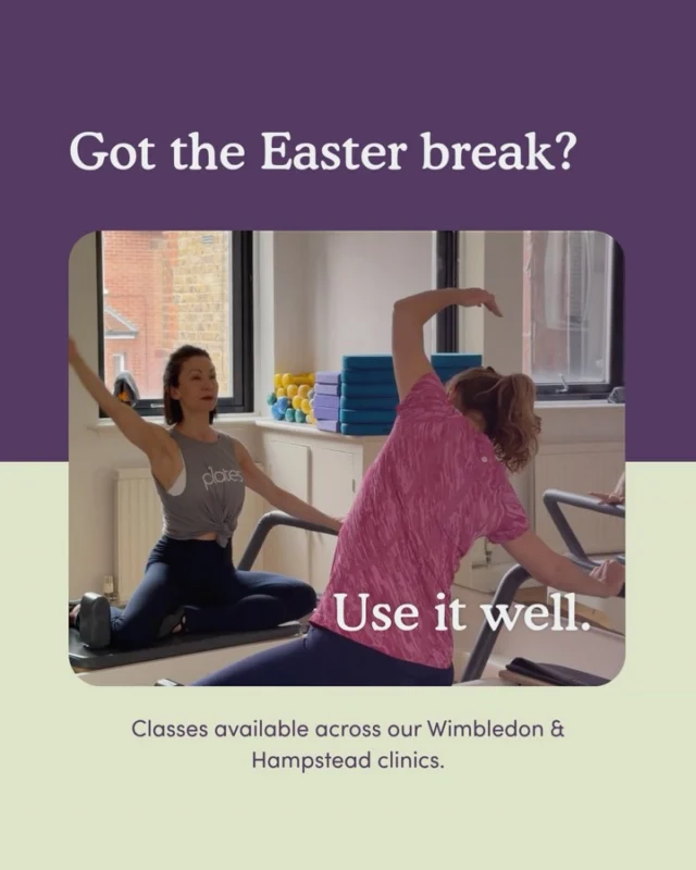 Easter break is the perfect time to move your body. 🐣 
We’ve got classes running across our Wimbledon & Hampstead clinics plus a limited Easter offer you won’t want to miss. 

 👉 Swipe to see the full timetable and book your spot.

#appiclinics #pilatesstudio #pilateswimbledon #pilateshampstead #reformerpilates