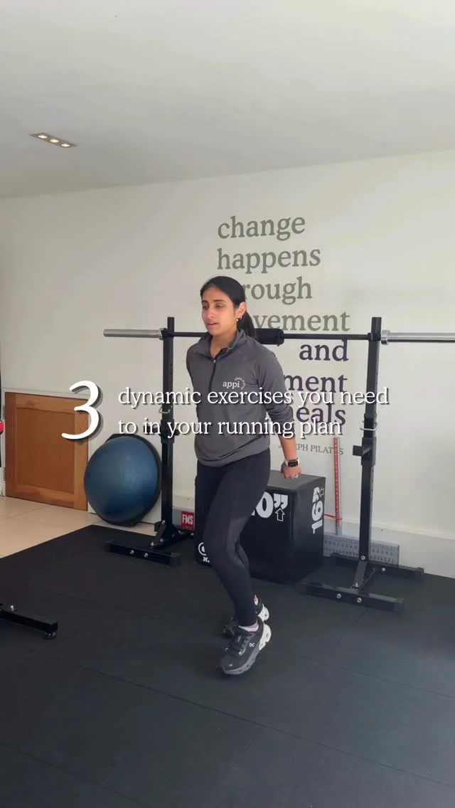 🏃‍♂️ 3 Key Dynamic Stretches for Marathon Runners

A proper warm-up is key to getting the most out of your run. These dynamic movements help improve mobility, activate key muscle groups, and prepare your body for the demands of marathon training.

1. Hamstring Sweeps
Why?
Improves hamstring mobility and activates the posterior chain, supporting stride length and reducing injury risk.

2. A-Skips
Why?
Enhances coordination, running mechanics, and hip flexor activation for more efficient running.

3. Walking Lunges with Rotation
Why?
Opens up the hips, activates the glutes and core, and improves control and stability.

💡 Why this matters pre-marathon:
A dynamic warm-up prepares your body for performance, improves movement quality, and helps reduce the risk of injury.

Want something more tailored to you?
Book in for a Run Performance Clinic and let us guide you through a personalised warm-up and strength plan.

#appiclinics #running #londonmarathon #runphysio