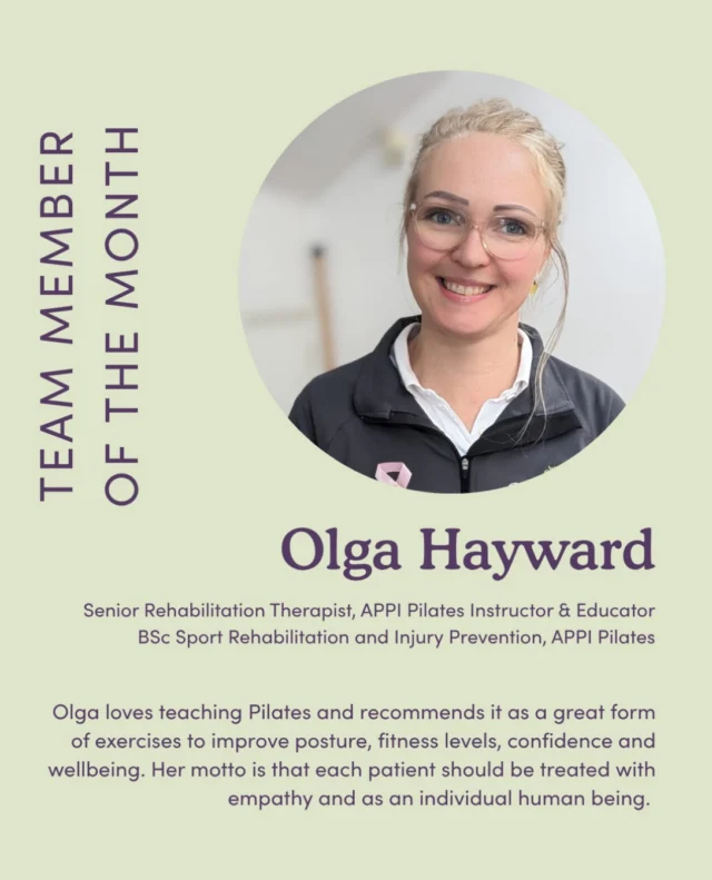 🎉 Thank you Olga — our Team Member of the Month!

Olga believes Pilates is one of the best ways to build strength, confidence and wellbeing and that every client deserves to be treated with empathy, as an individual. 💜

Thank you, Olga, for everything you bring to the APPI team!

#TeamMemberOfTheMonth #APPIClinics #PilatesUK #Physio #Rehab