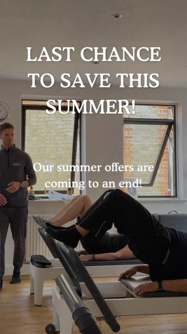 ☀️ LAST CHANCE to make the most of our Summer Sale!

Our summer offers are ending soon, so now’s the time to grab your classes and sessions before they’re gone! 💪

✨ Buy 5 classes or clinical sessions & get 1 FREE
✨ 3 Reformer classes for £40
✨ 3 Mat classes for £30 (Wimbledon only)

Whether you’re looking to move more, try something new, or stock up on your favourite classes, there’s never been a better time to get started.

⏰ Offer ends 31st August!

Tap the link in bio to grab your offer before it’s too late 👇

#APPIClinics #SummerSale #Pilates #ReformerPilates #MatPilates